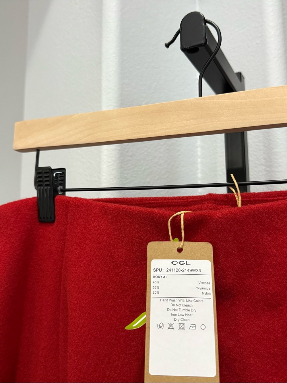 NWT OGL CashSoft Wool-like Frog Button A-Line Midi Skirt Limited Edition Red L - Picture 3 of 5